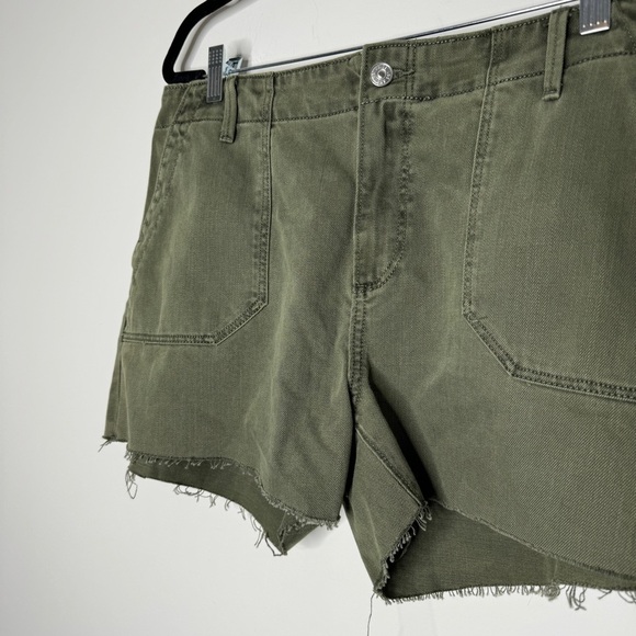PAIGE Olive Green Jean Shorts - Picture 2 of 6
